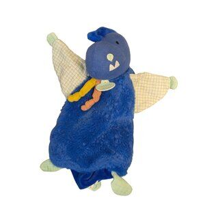 Doudou et Compagnie Calinosaure Plush Dinosaur Toy Baby Lovey Cobalt Blue